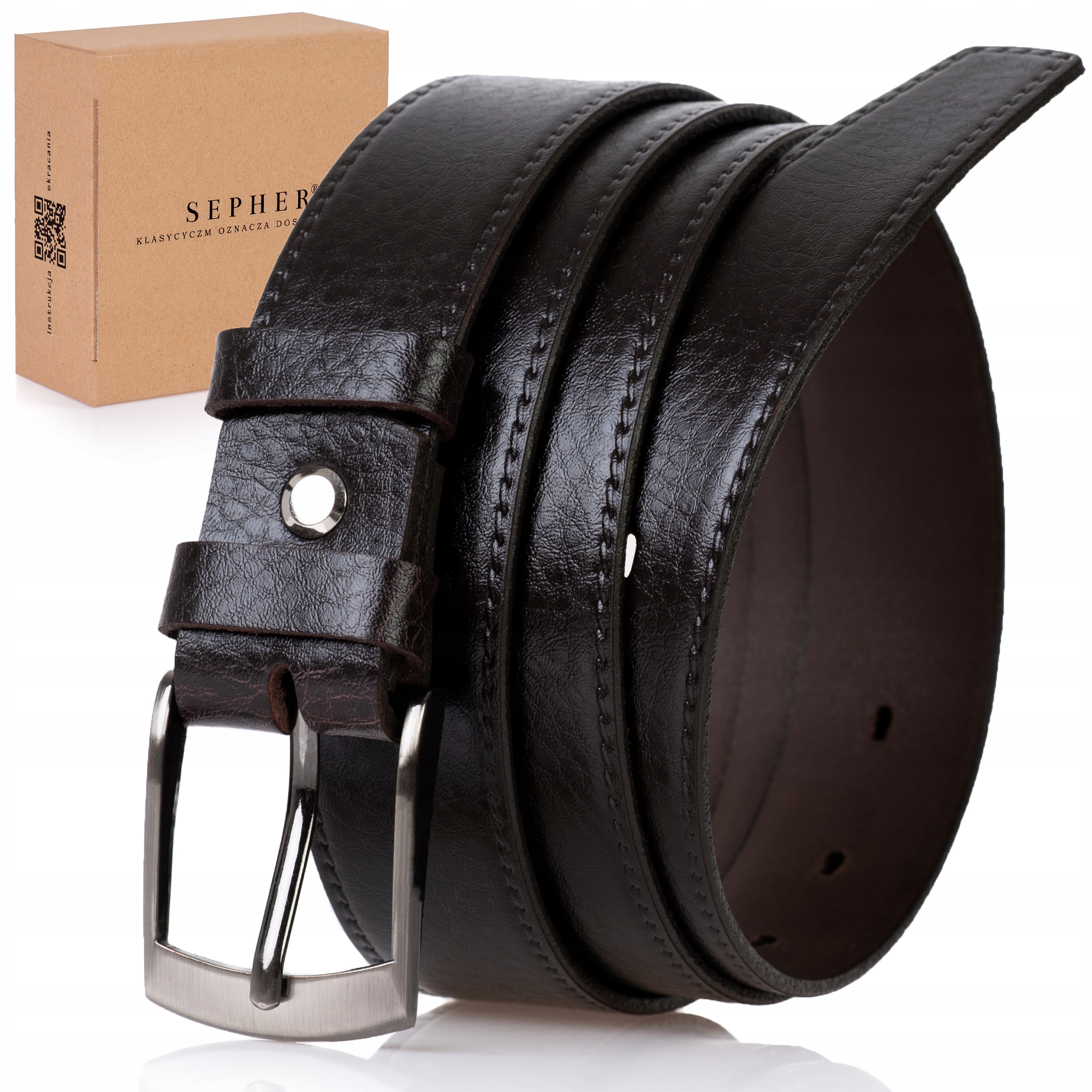 

Sepher Pasek Skórzany Męski Brązowy krokodyl Skóra