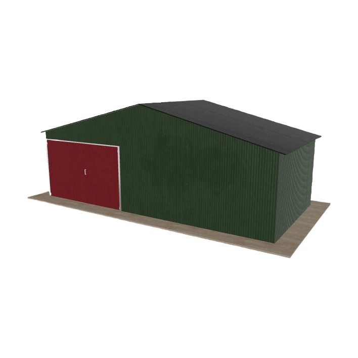 Plechová garáž 7.5x3.5 m jednopolohová, dvouspádová, zelená