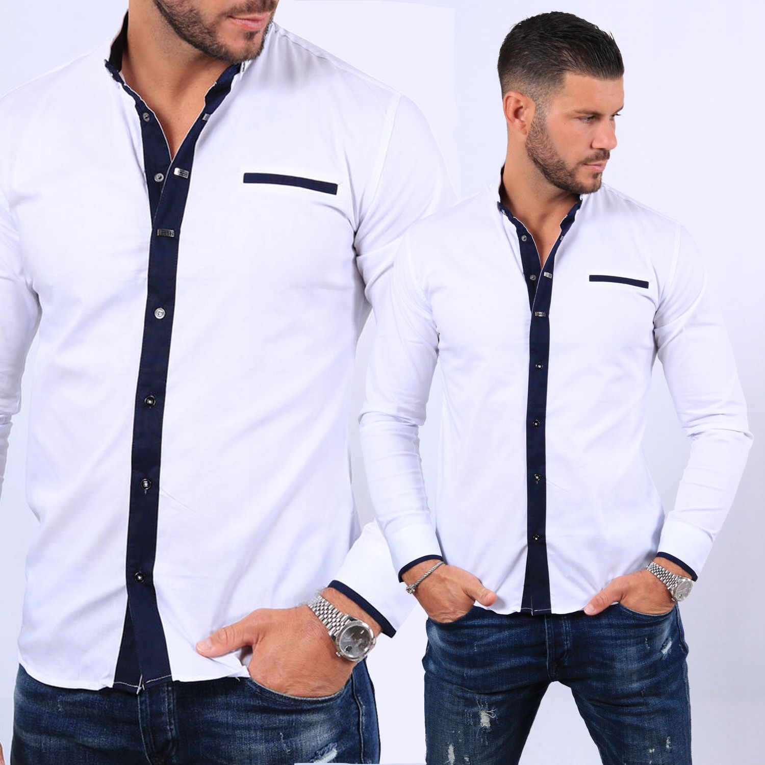 Pánská košile Casual Elegant Kontrast Bavlněná