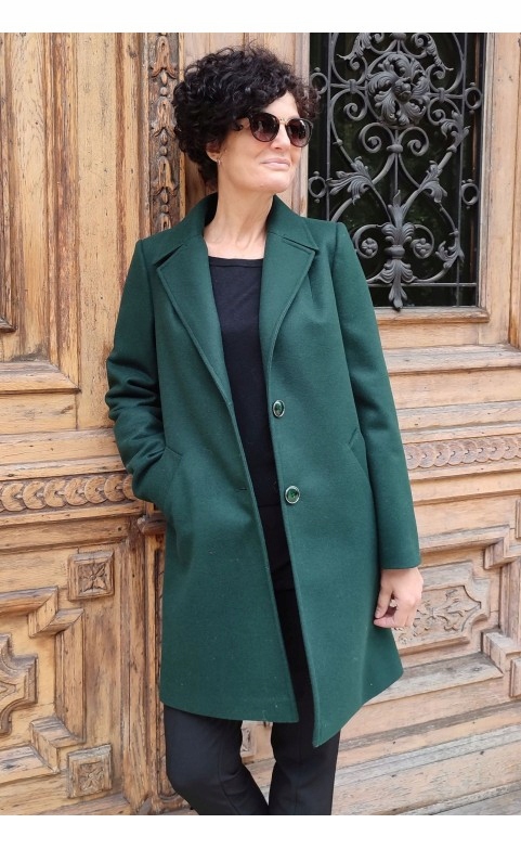 PROSTY ELEGANCKI PŁASZCZ Z WEŁNĄ ZIELONY r. 48 Marka Choice