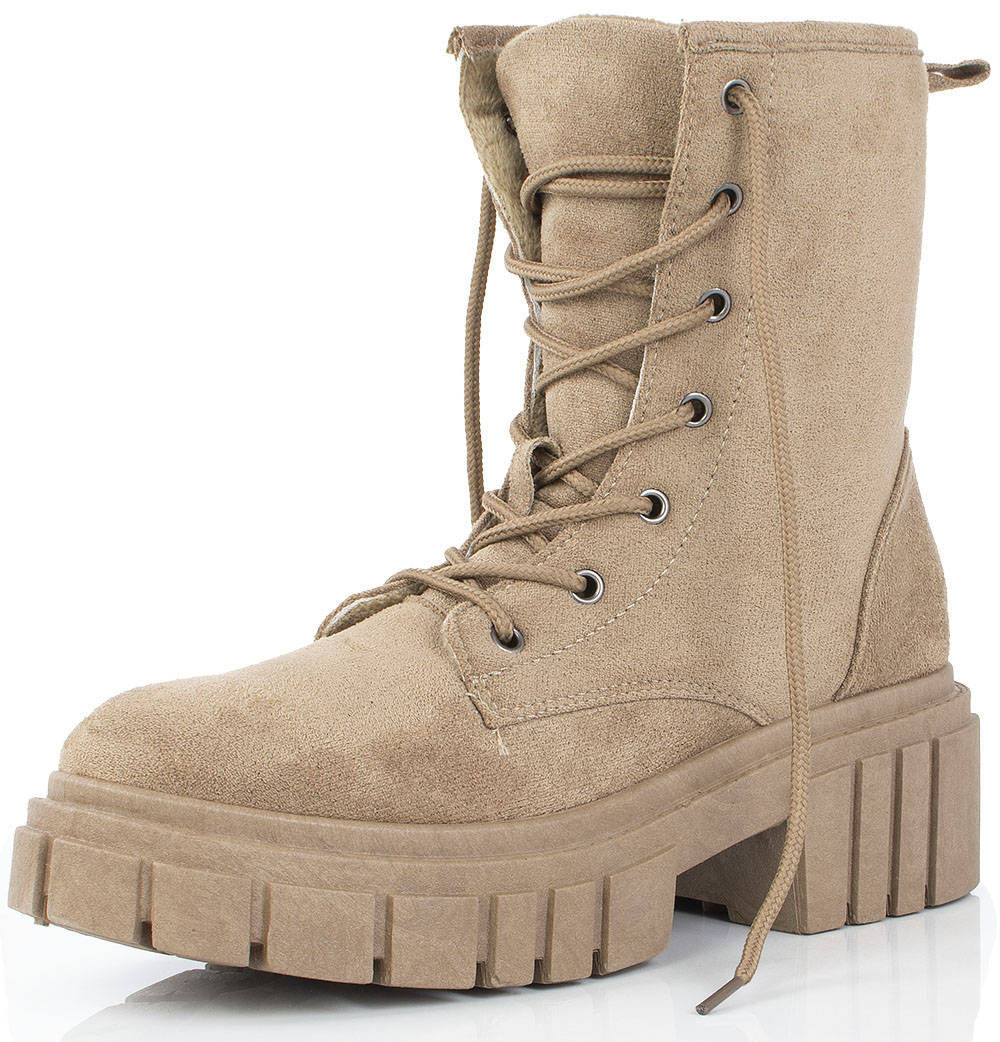 6927 BEŻOWE BOTKI TRAPERY ZAMSZOWE OCIEPLANE 40 Marka inna