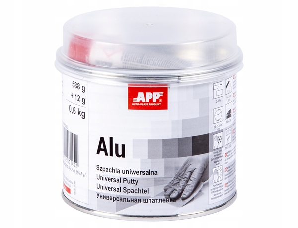 Szpachla z pyłem aluminium z utwardzaczem Szara 600g App Alu