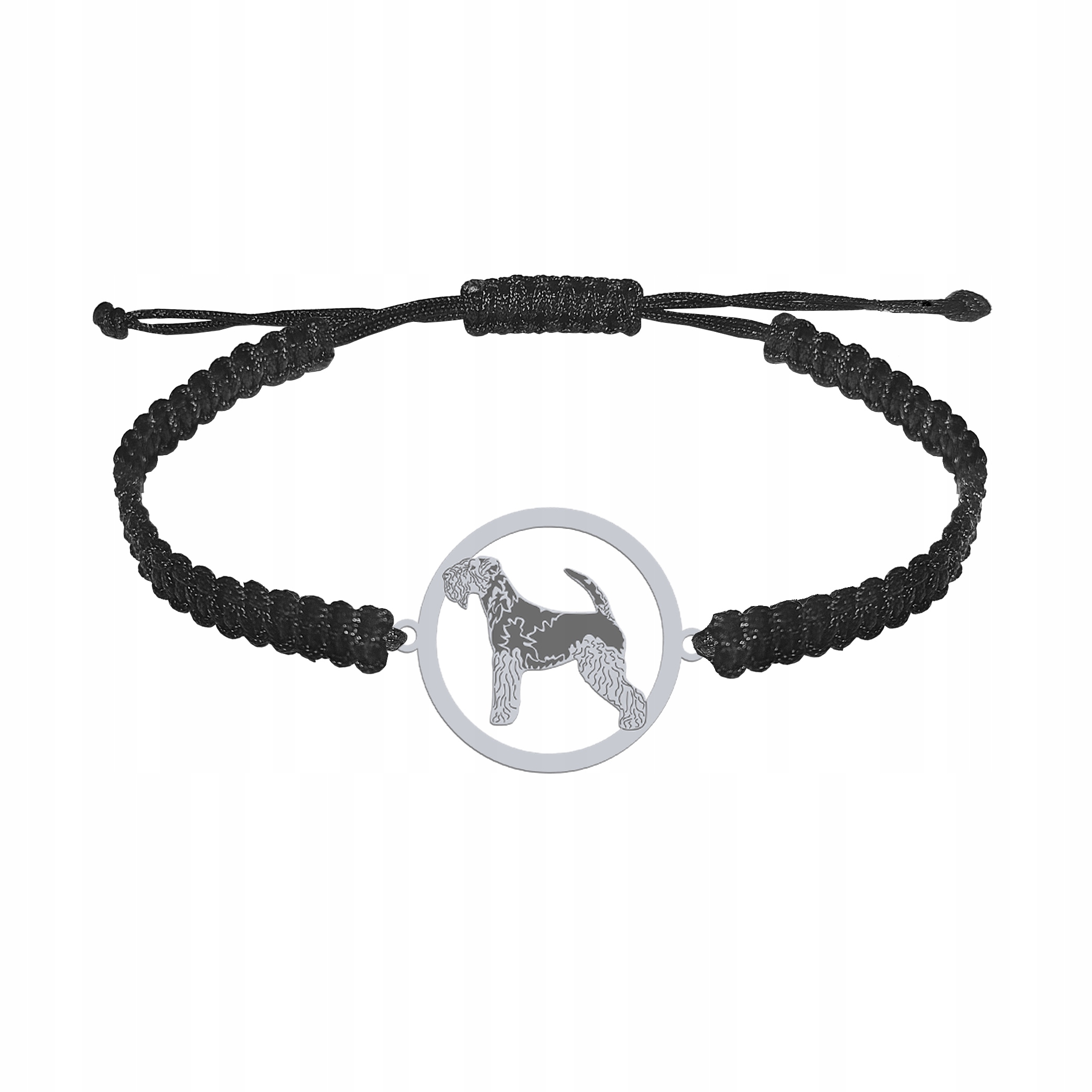 Stříbrný náramek s psem Lakeland teriérem 925 Makramé Šperky Gravírování