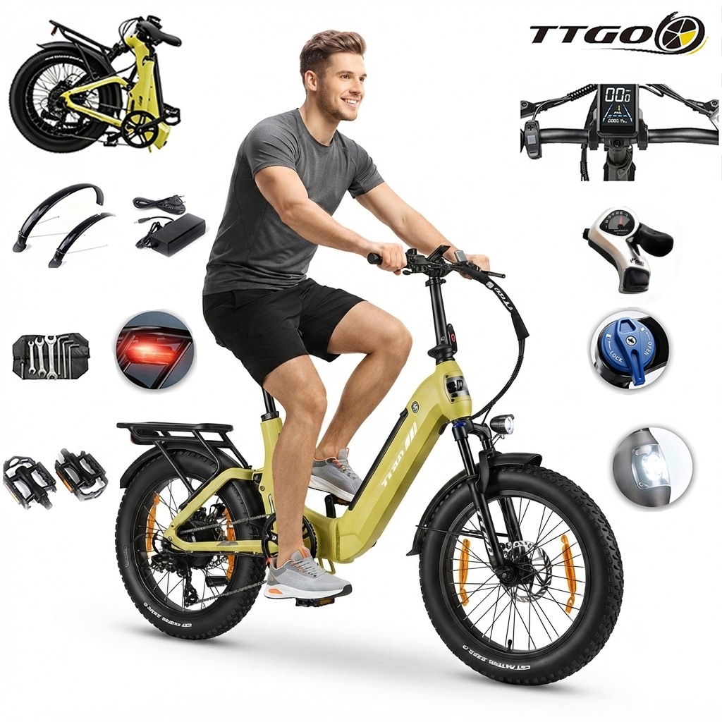Mocny Składany Rower Elektryczny Ttgo F7 250W 48V 15Ah 70N 25KM/h 120KM 20"