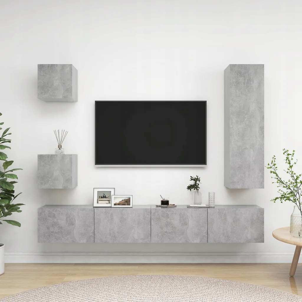 5dílný set Tv skříněk betonově šedý kompozitní dřevo Šedá 3079117
