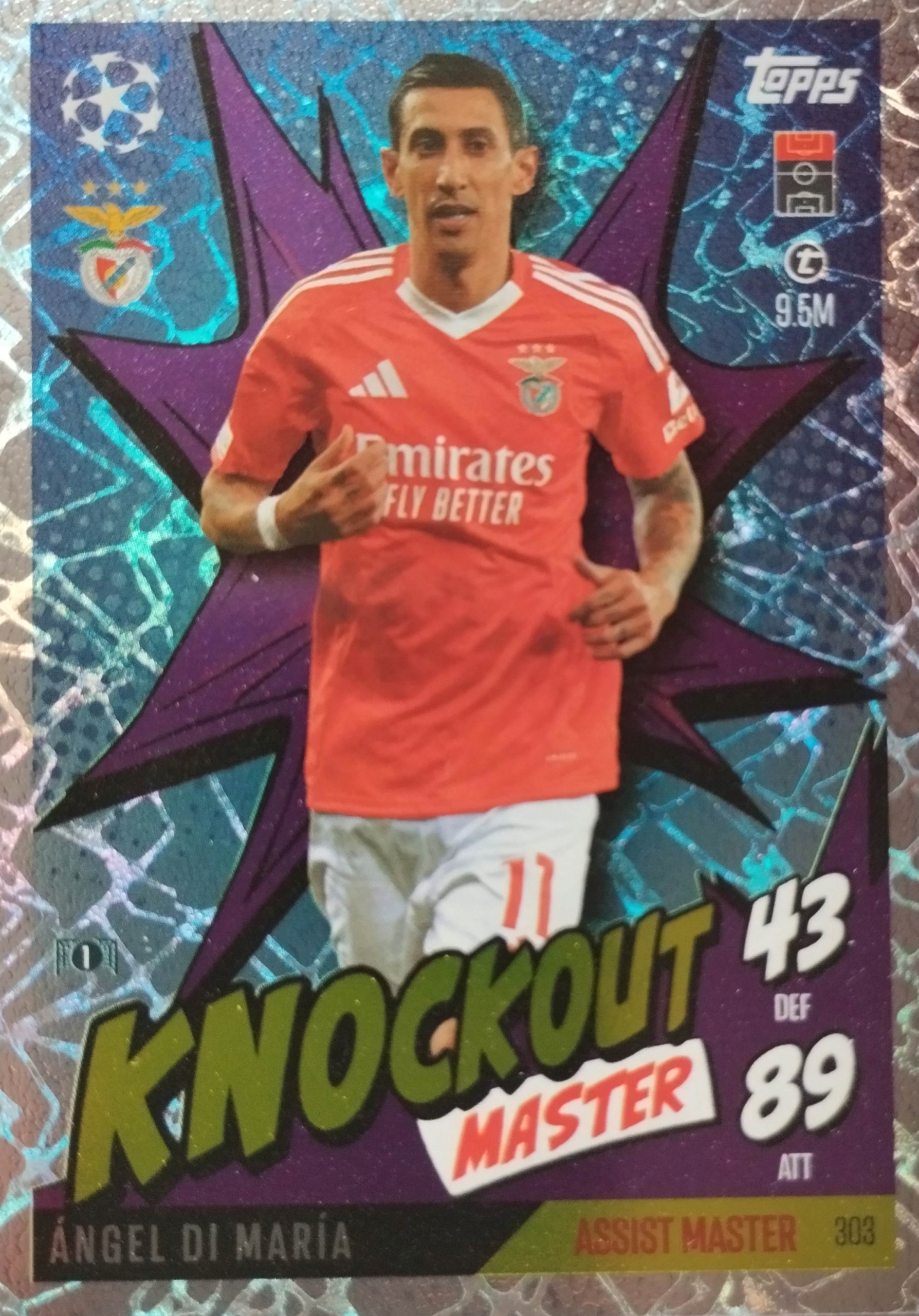 Match Attax Extra 2024/25 2025 Knockout Master 303 Angel DI Maria Benfica