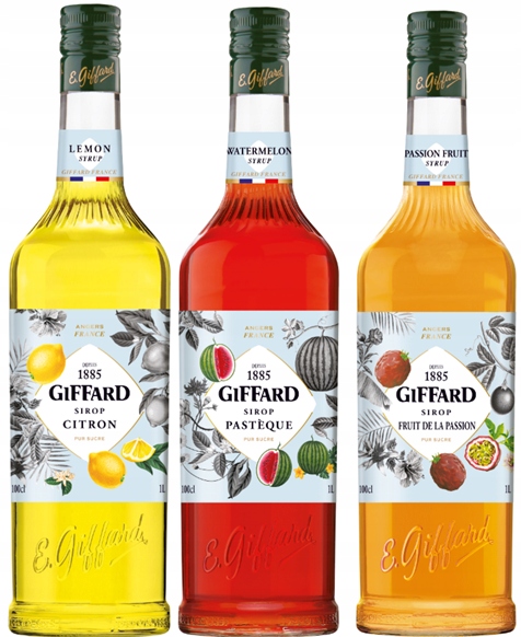 Zestaw letni do lemoniad i drinków Giffard Cytryna, Arbuz, Marakuja