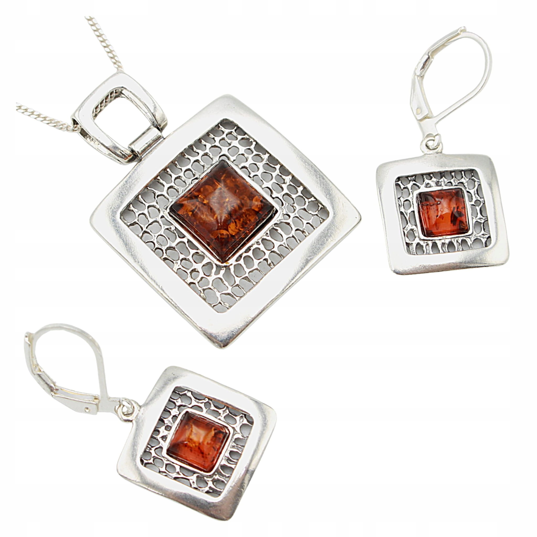 Komplet sada s jantarem Stříbro 925 Řetízek