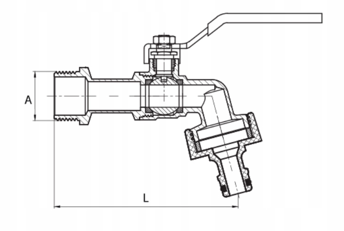 KUREK KULOWY KRAN CZERPALNY Z DŁAWIKIEM 1/2 Marka Diamond