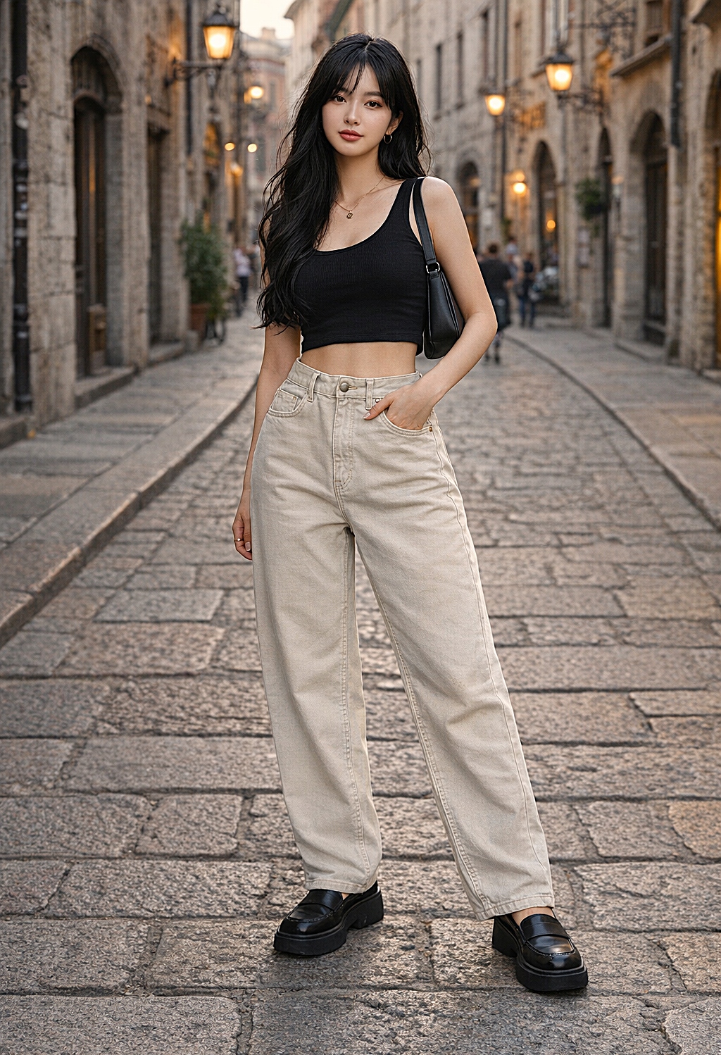 dámské džínové kalhoty béžové M.Sara balloon fit velikost XL