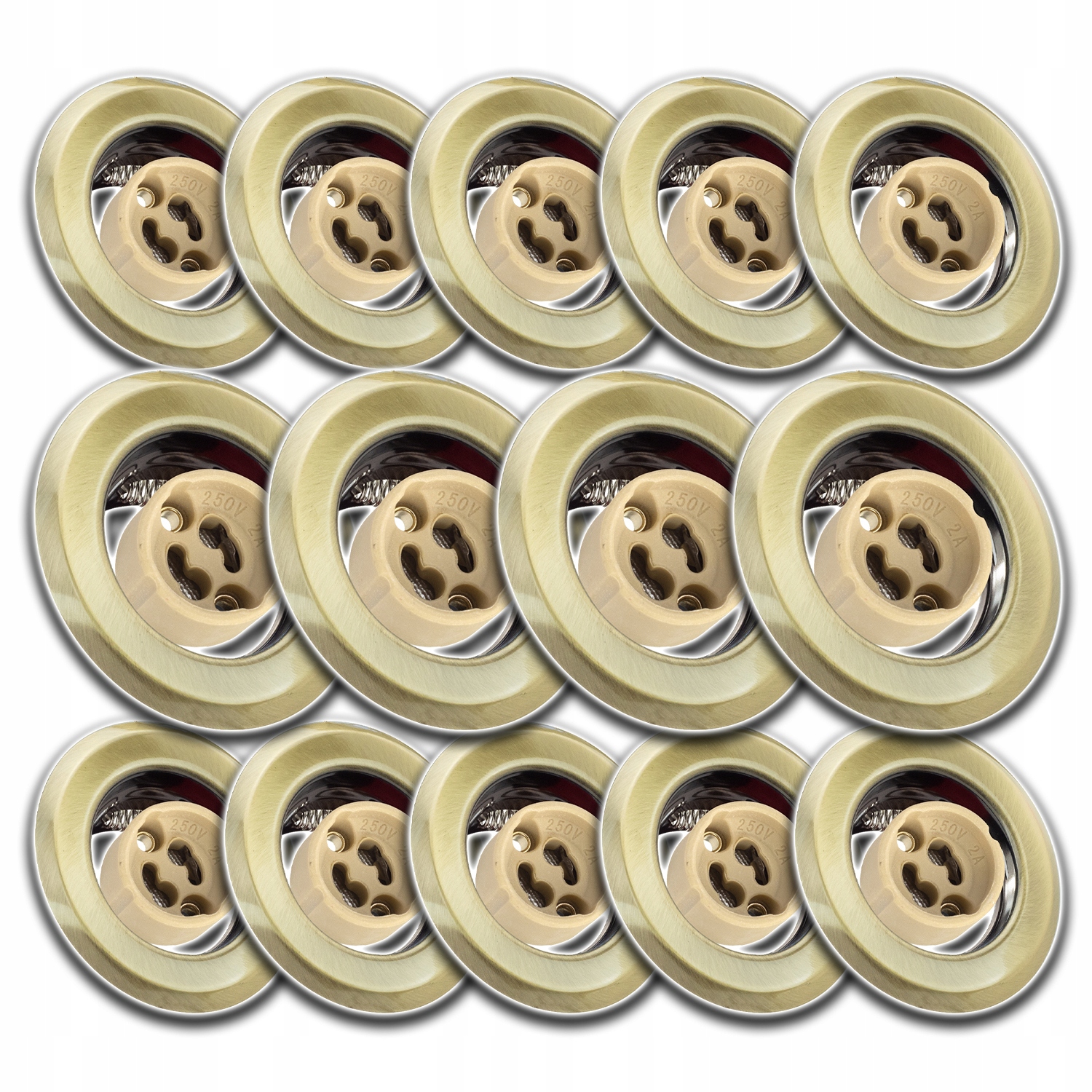 14xALUMINIOVÁ Podomítková Stropní Objímka Mosaz+spojka Zásuvka GU10