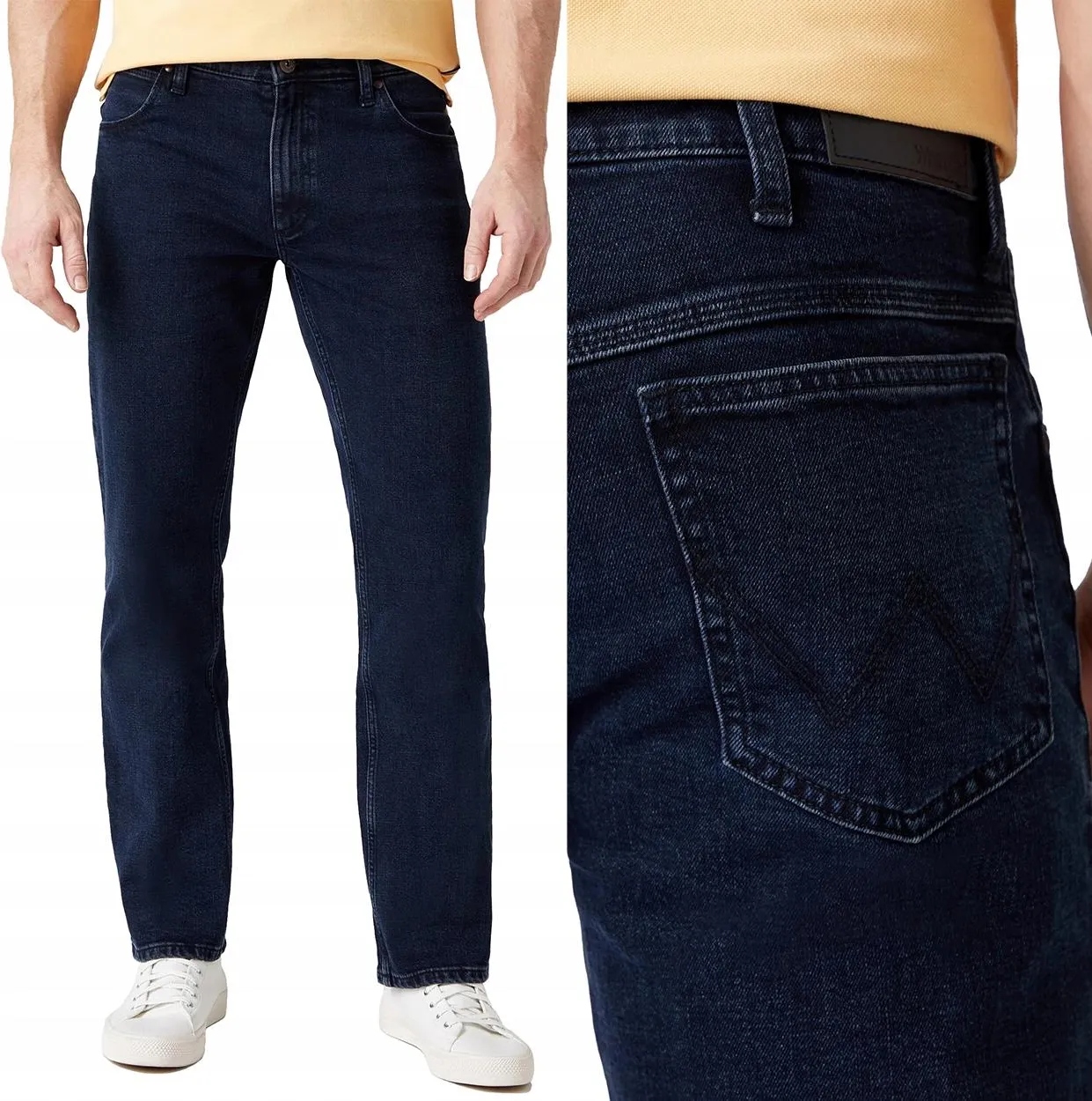 Wrangler Straight Blue Black klasické jednoduché džínové kalhoty W38 L30