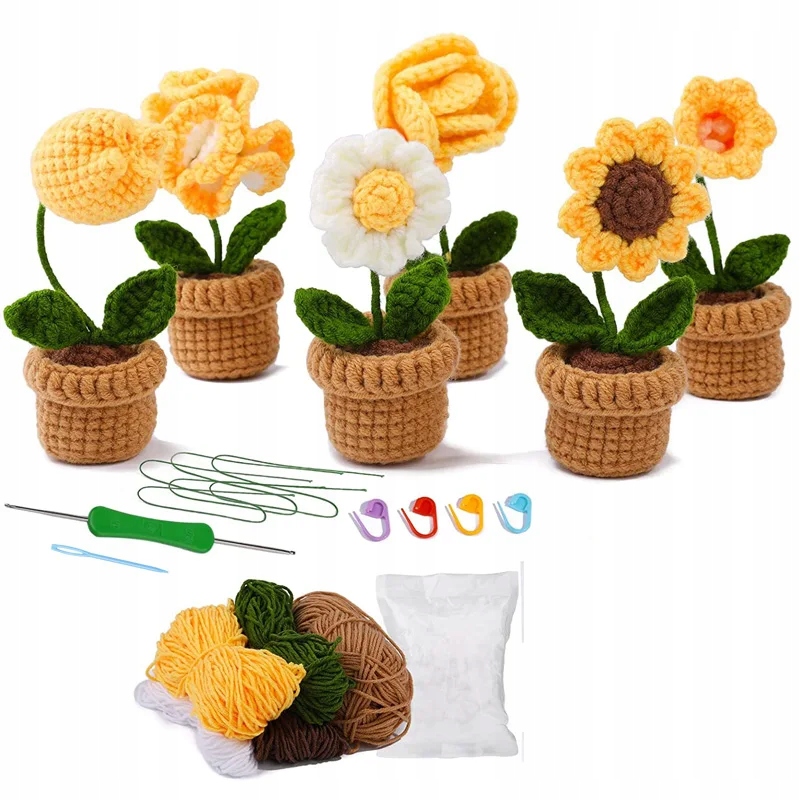 DIY Sunflower Daisy Lily Flower Crochet Knitting Kit Tulip Flower