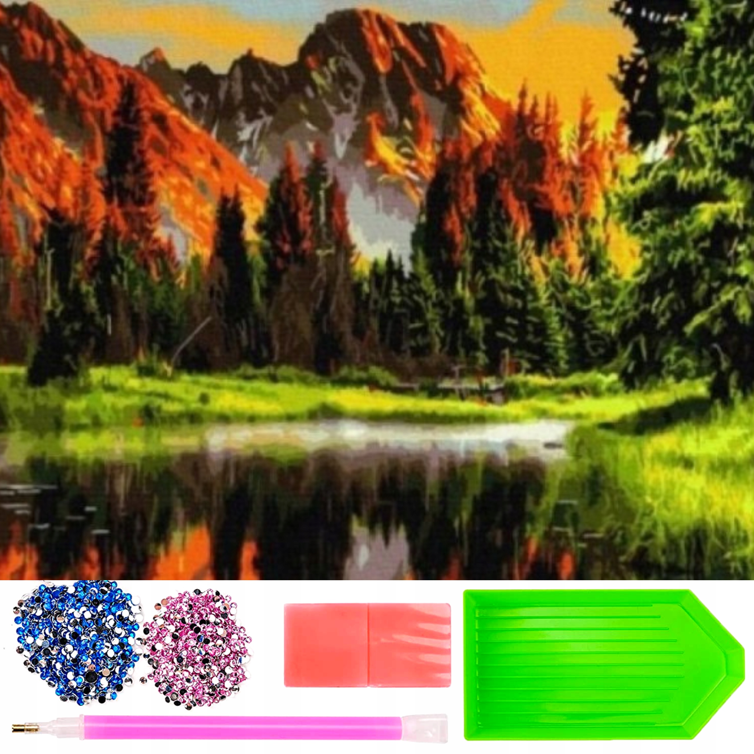 Velké Diamantové Výšivky XXL 80X40 Hory Lesy Západ Slunce Podzim Mozaika 5D