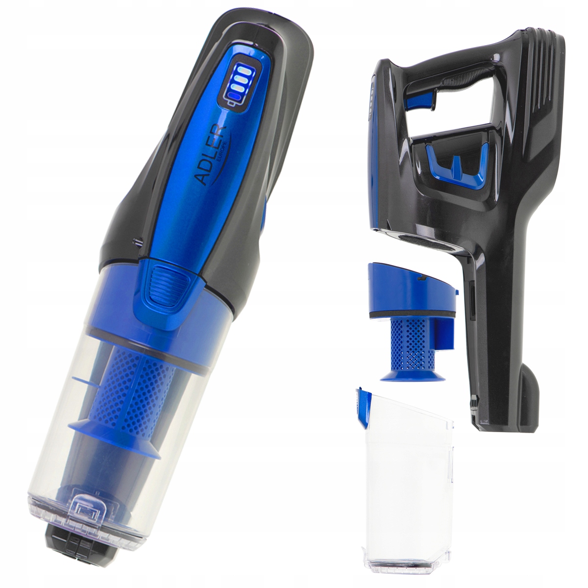 Odkurzacz Pionowy Bezprzewodowy Ręczny Bezworkowy 2w1 Turboszczotka z LED Marka Adler
