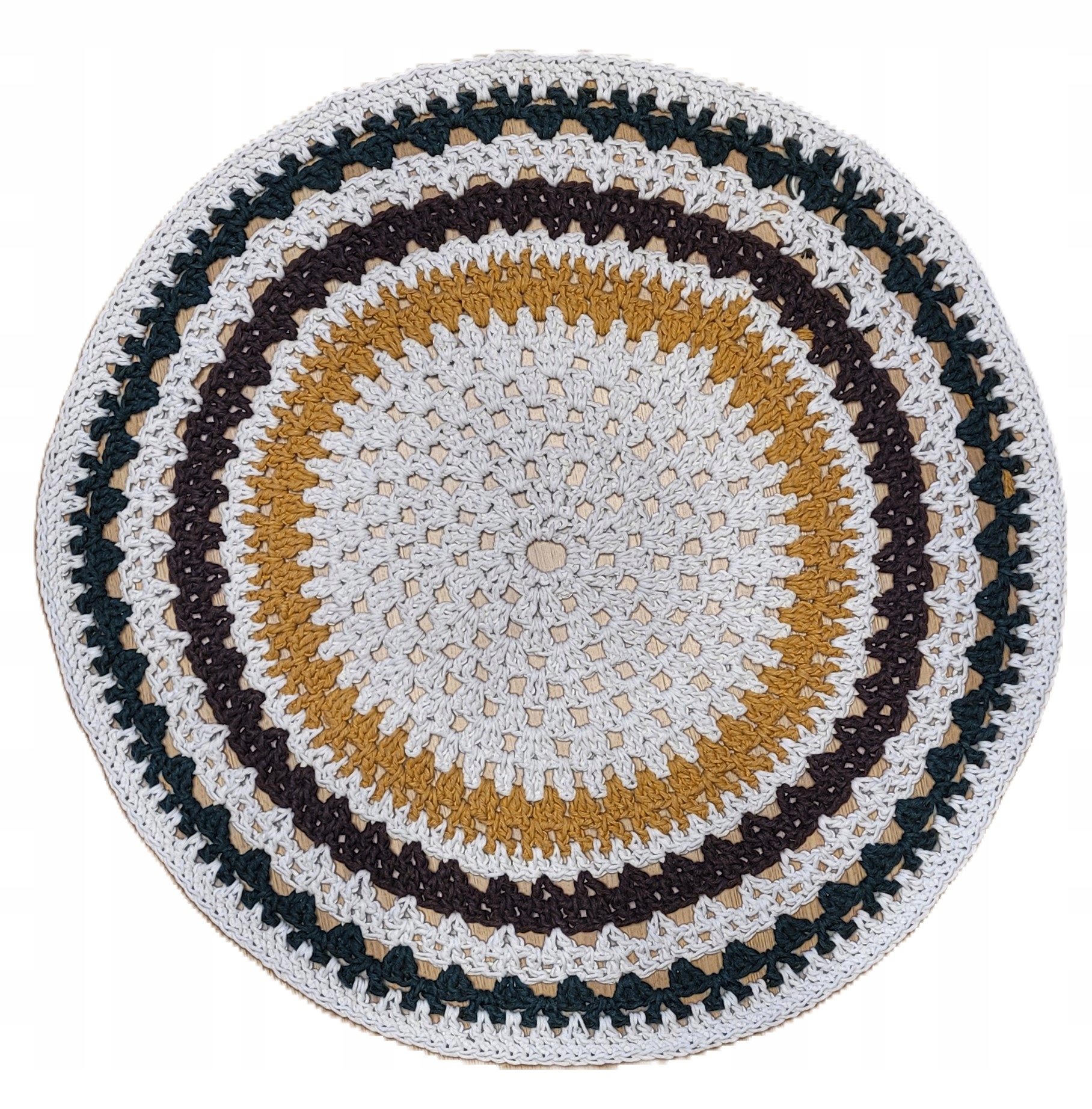 Koberec bavlněný ze šňůry kulatý 80cm háčkovaný pletený