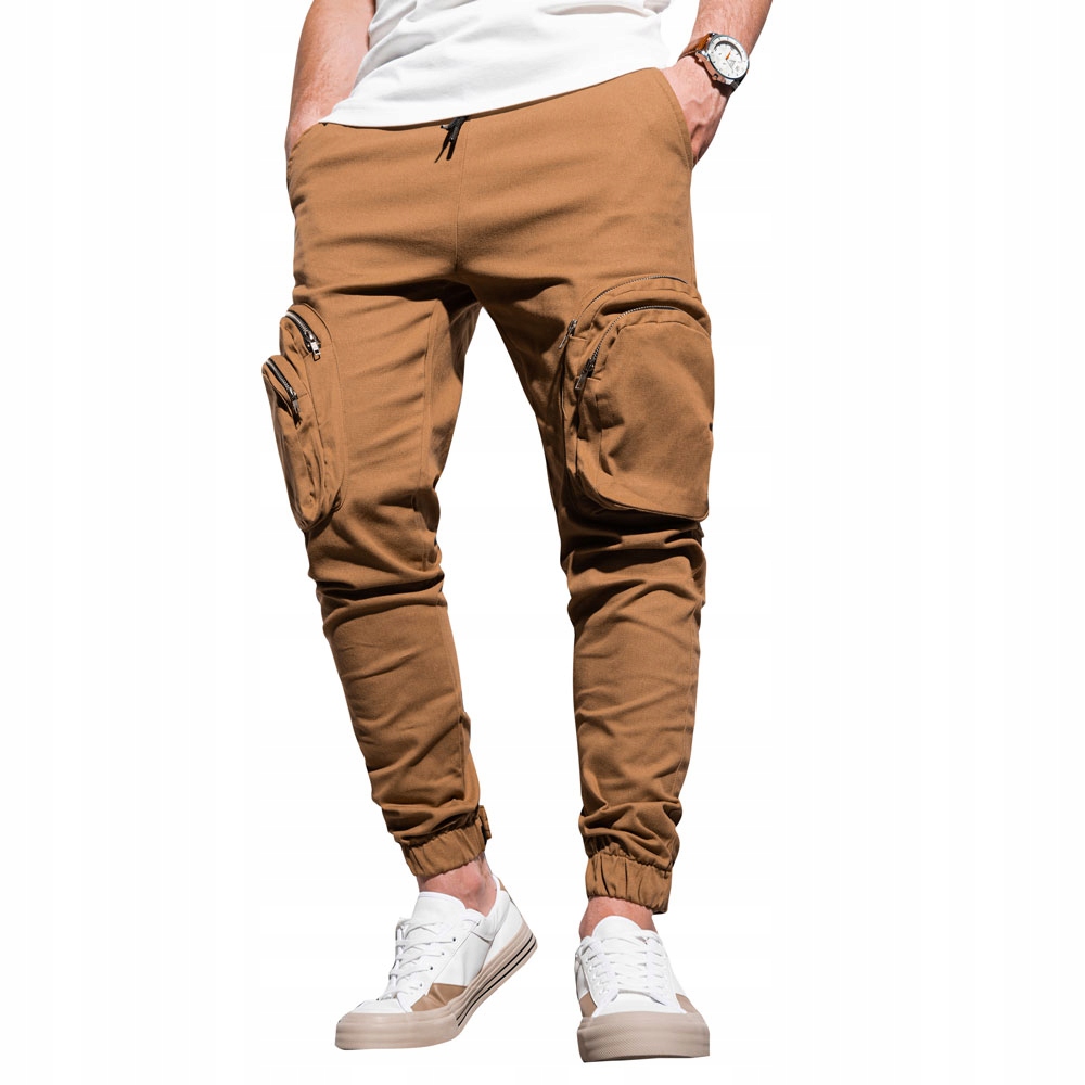 

Spodnie męskie joggery baggy P996 camel M
