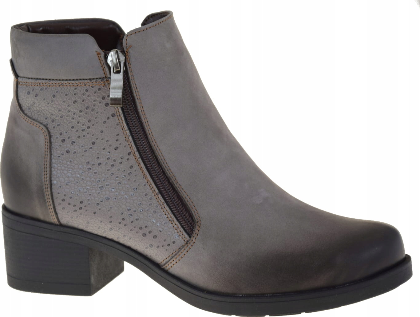 Dámské Kotníkové Boty Agmos 1280 Kožené Zateplené Se Zapínáním Na Zipy Na Zimu 38