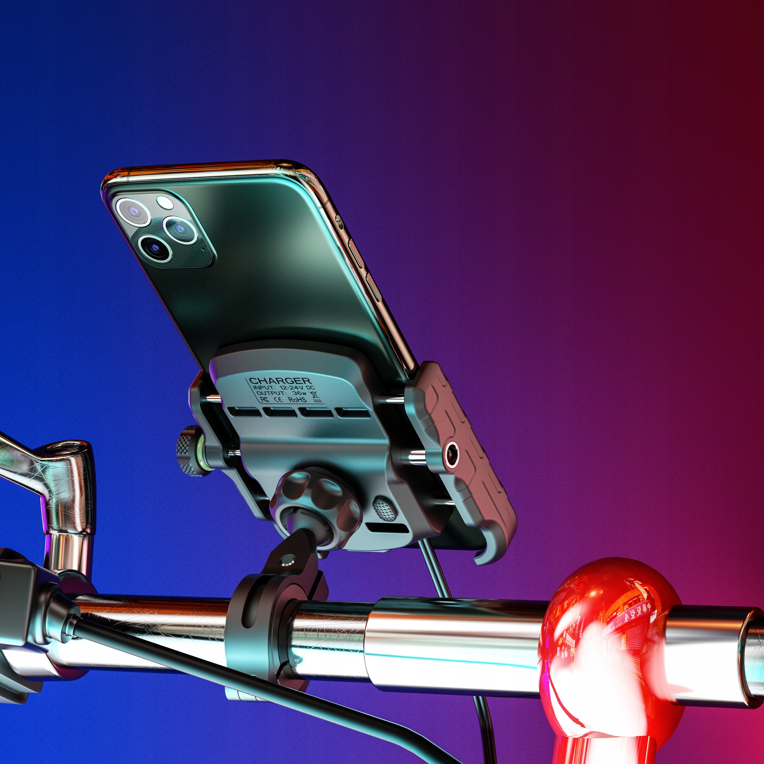 Kewig MOTOCYKL UCHWYT NA TELEFON ŁADOWARKA QC 3.0 GPS USB M8C czarny Producent inny