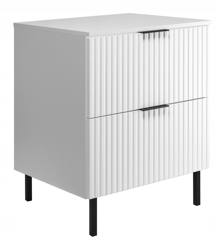 koupelnová skříňka pod umyvadlo 60 Bílá Módní Ryfle přední strana Mdf Nohy