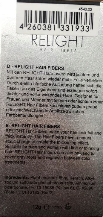 RELIGHT włókna do zagęszczania włosów BRĄZ 12g Marka inna marka