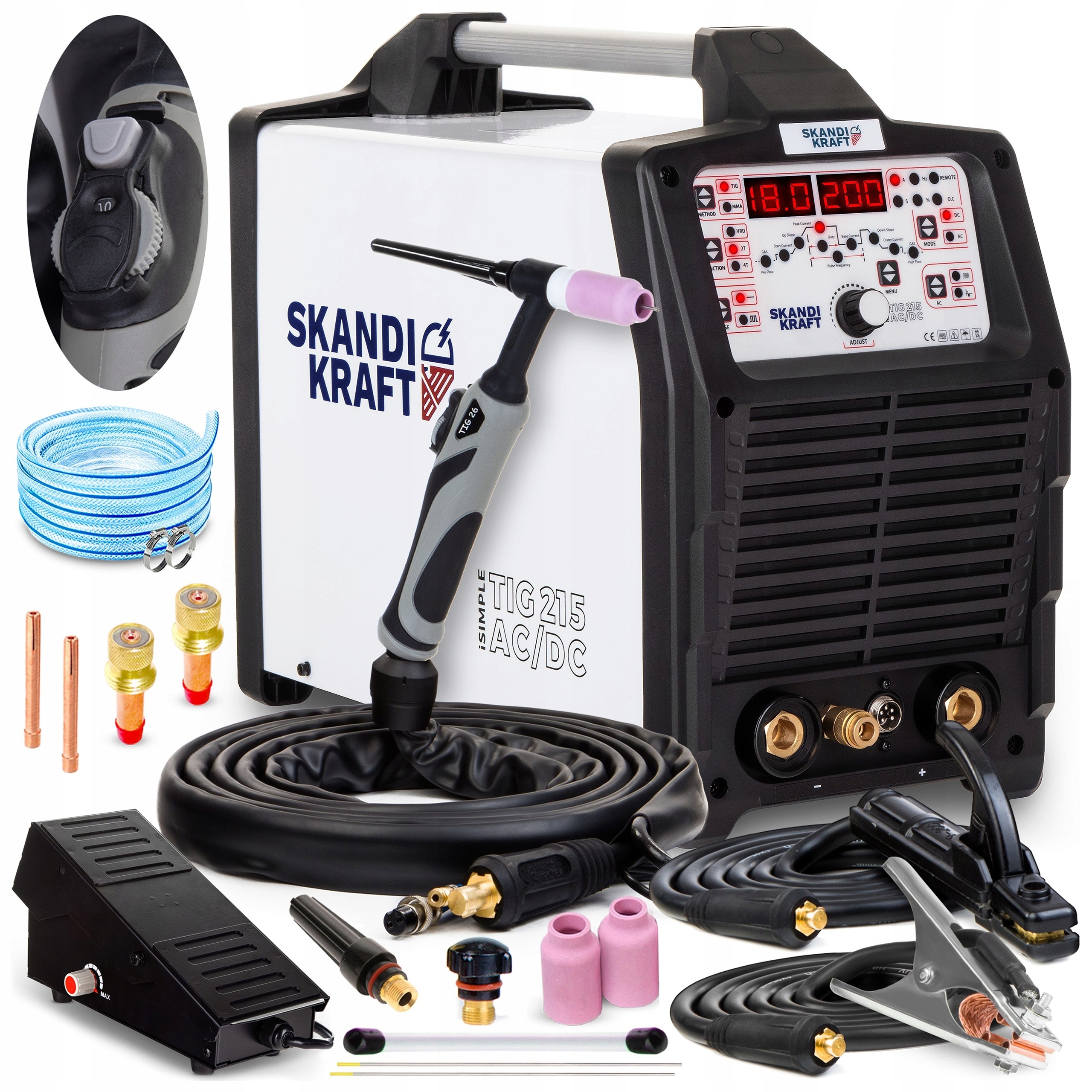 Invertorová Svářečka Skandi Kraft Tig 215 Ac/dc Mma 230V 200A Puls Pedál