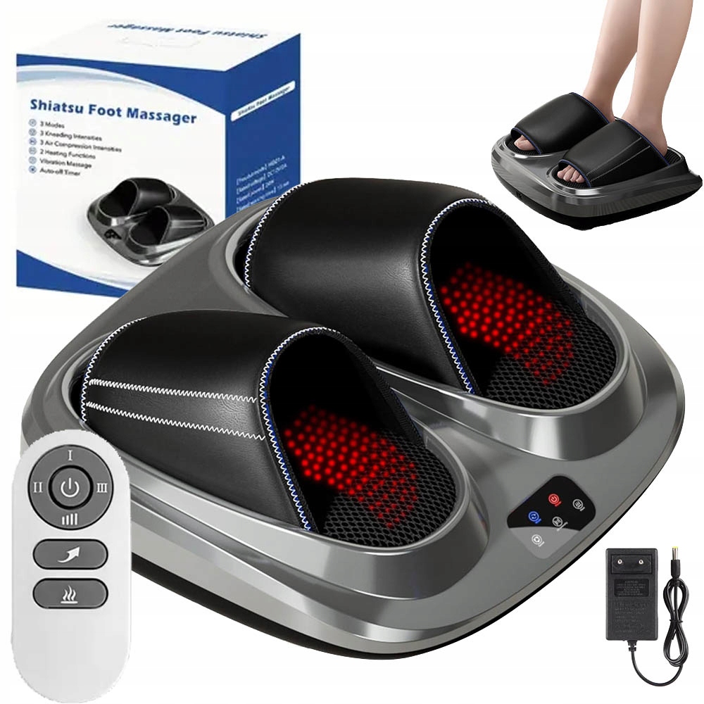 Elektryczny Masażer Stóp Z Funkcją Grzania Łagodzący Ból 3 Tryby 24W+PILOT