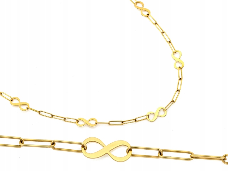 Dámský zlatý náhrdelník 585 s nekonečny, módní, velké články, velikost 42