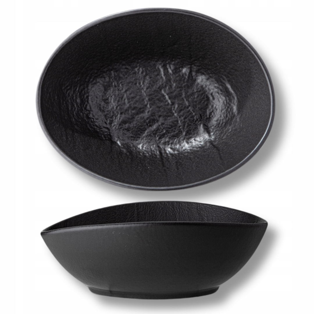 Salátová Mísa oválná Wilmax 30x19,5x7 cm, černá, porcelánová s imitací kamene