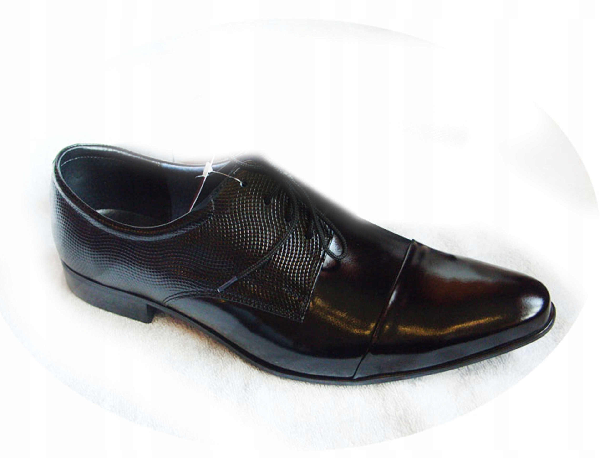 Wizytowe Buty Męskie Lakier skóra 39