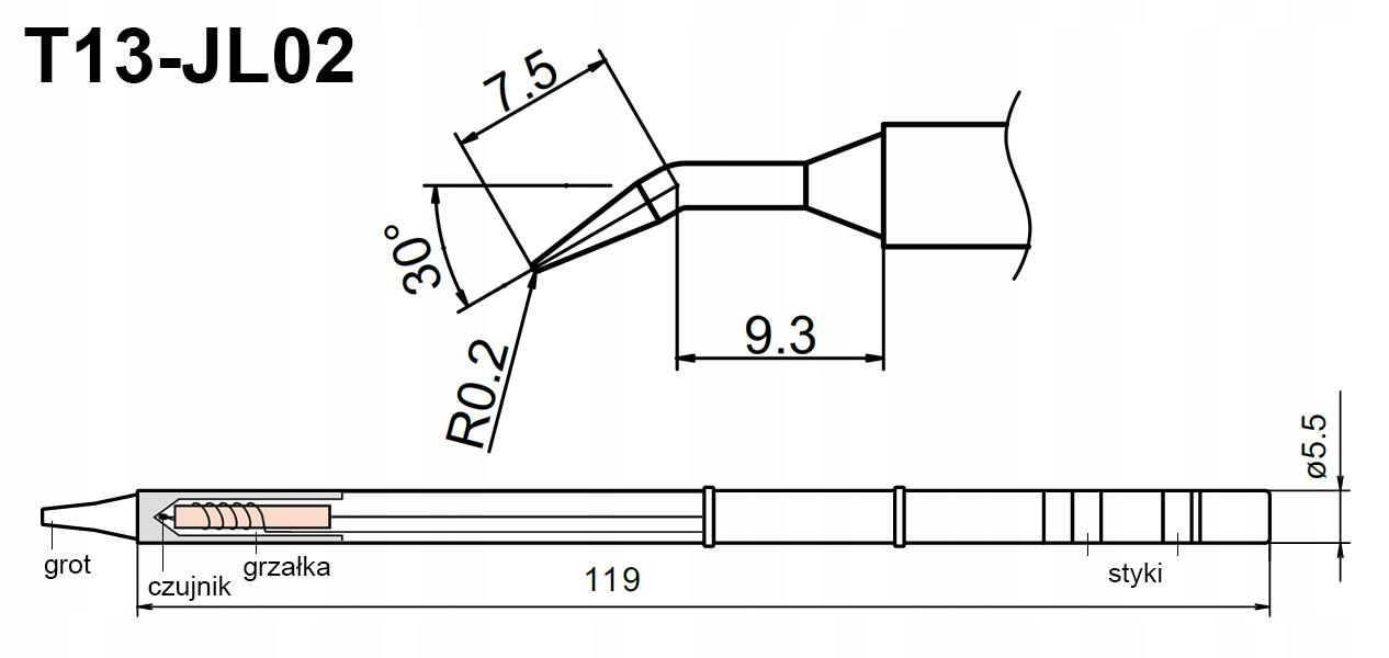 

Grot T13-JL02 Do Lutownicy Bakon 950D Kolba LF007