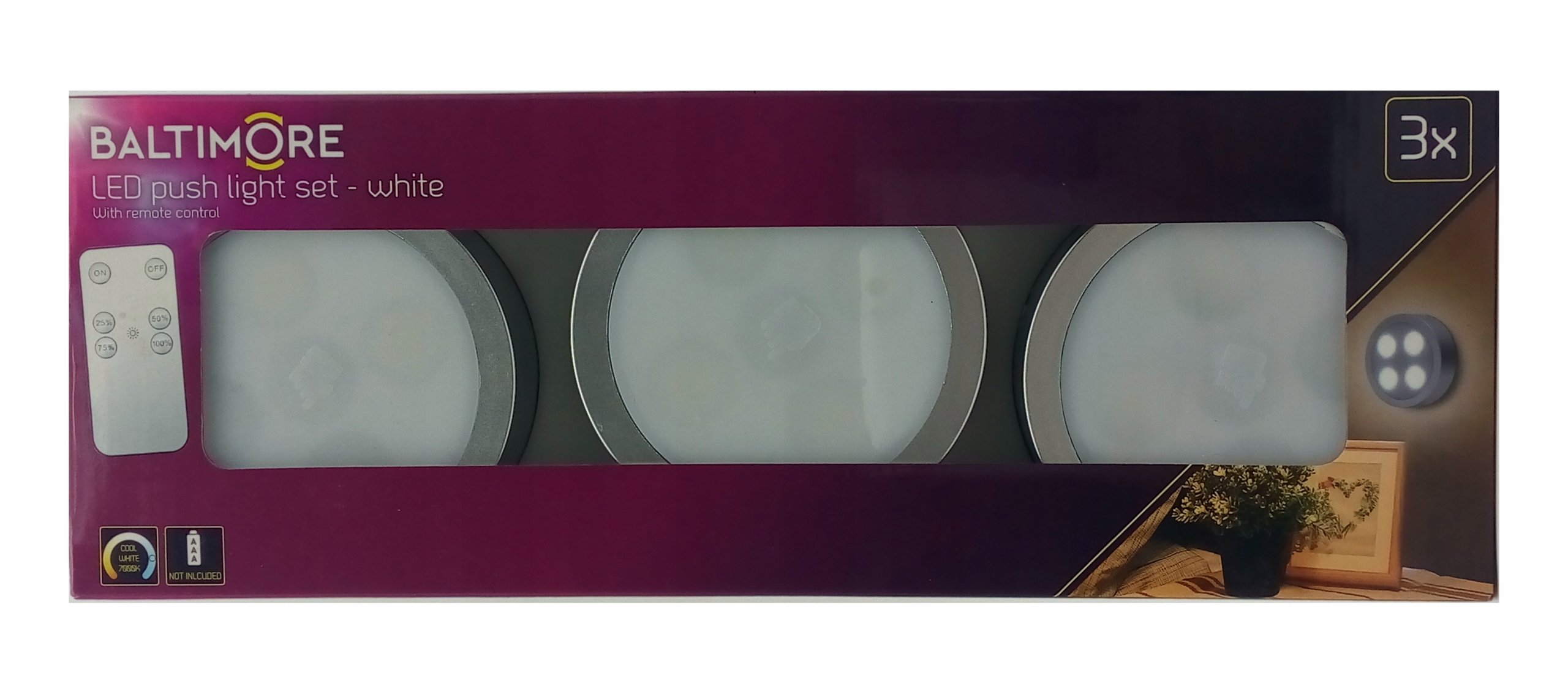 LAMPY BEZPRZEWODOWE WIELOKOLOROWE LED Z PILOTEM NA BATERIE BALTIMORE 2SZT C Napięcie (V) inne