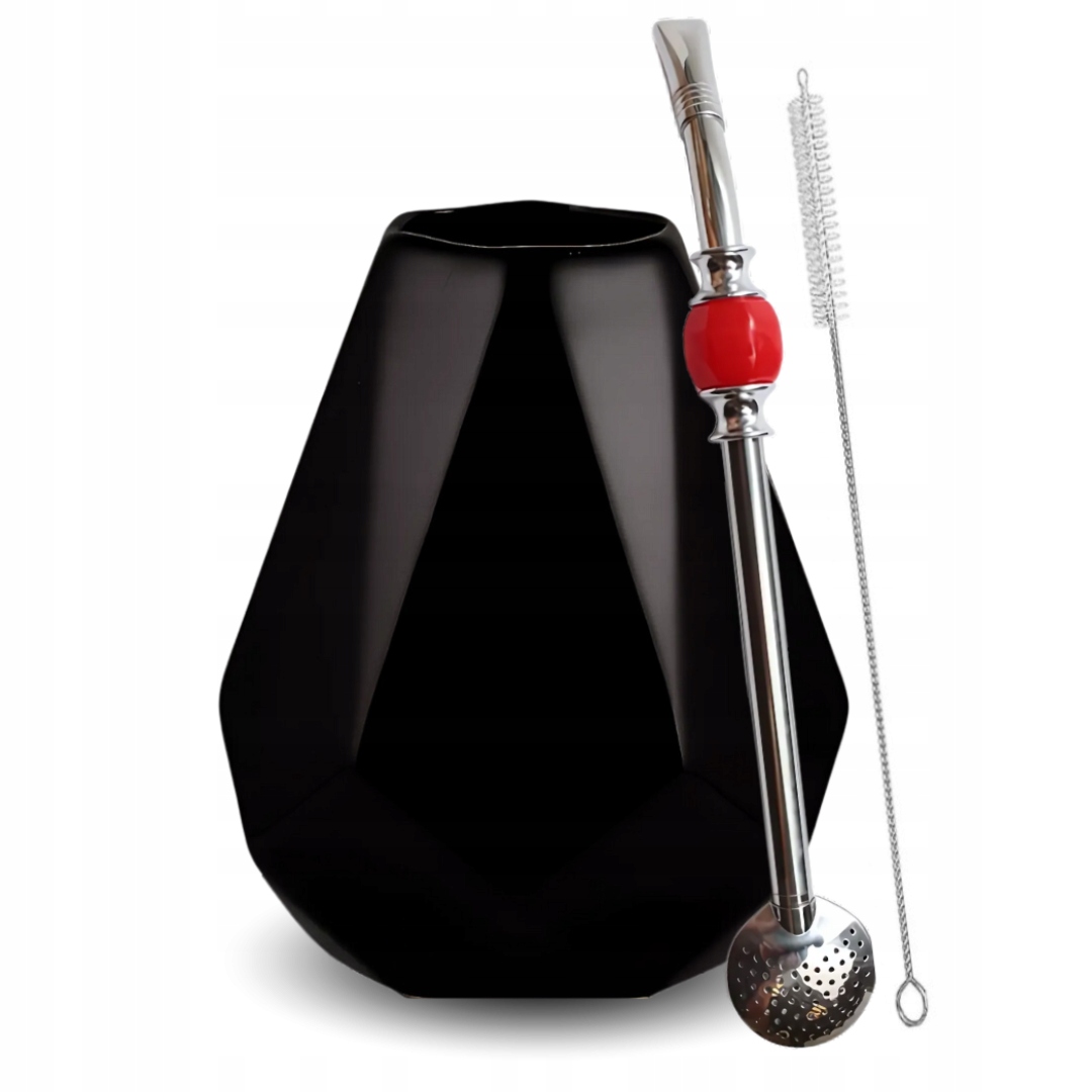 Sada pro Yerba Mate Tykwa Diamant Černá Bombilla s kamenem