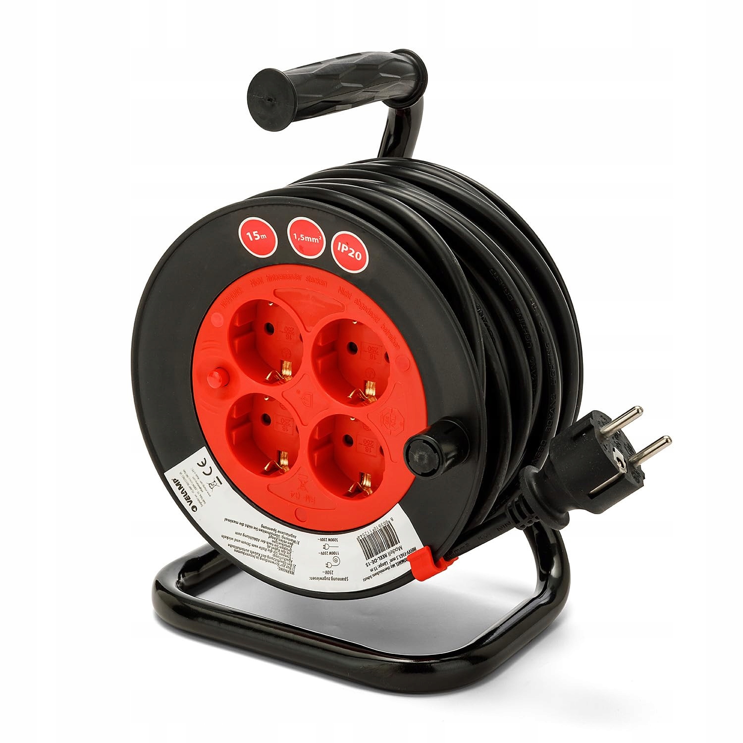 Velamp Przedłużacz Bębnowy 15m 4 Gniazda H05VV-F 3G1 5mm2 — miniatura 2