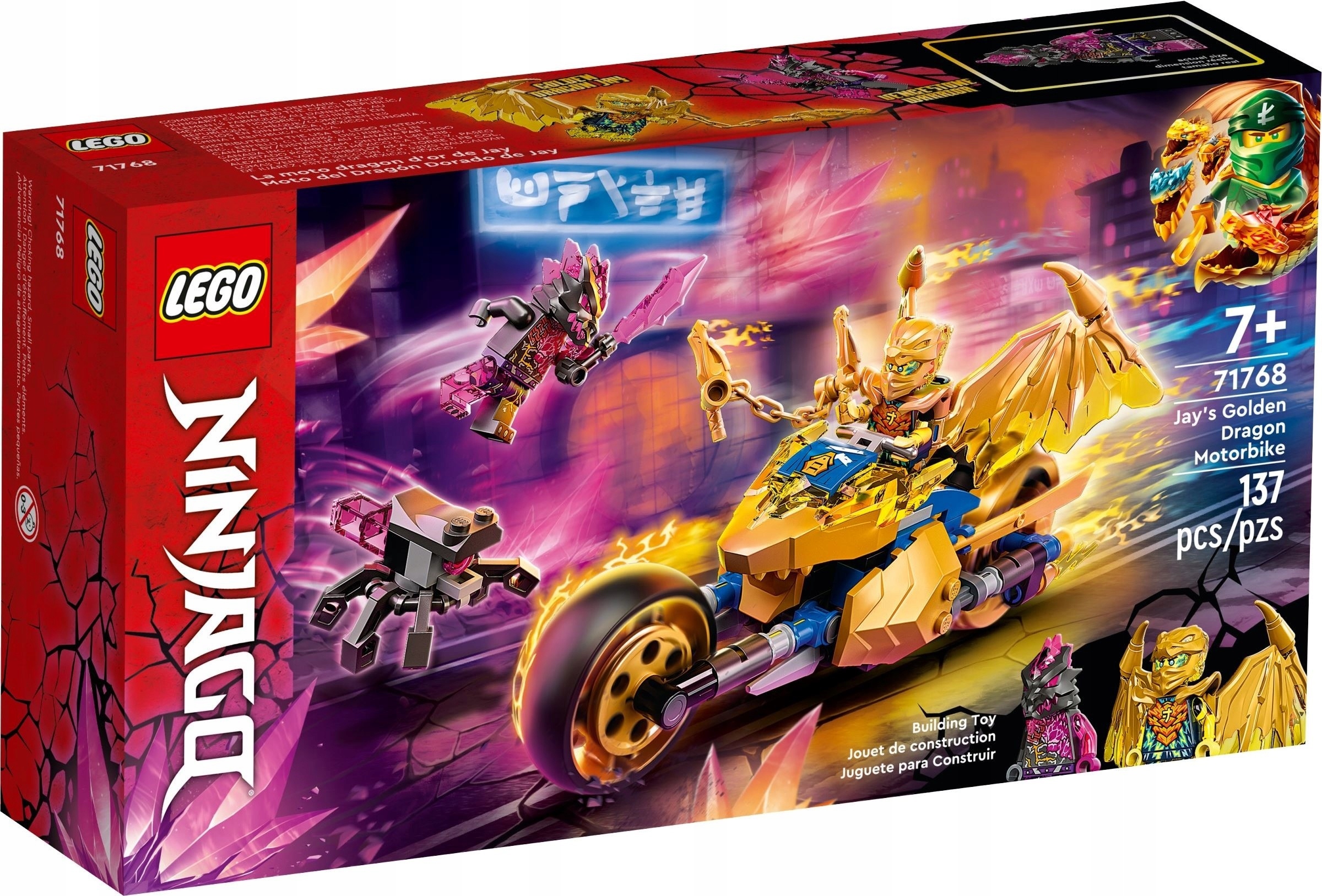 Nové Lego 71768 Ninjago Zlatý dračí motocykl Jaya sada jako dárek