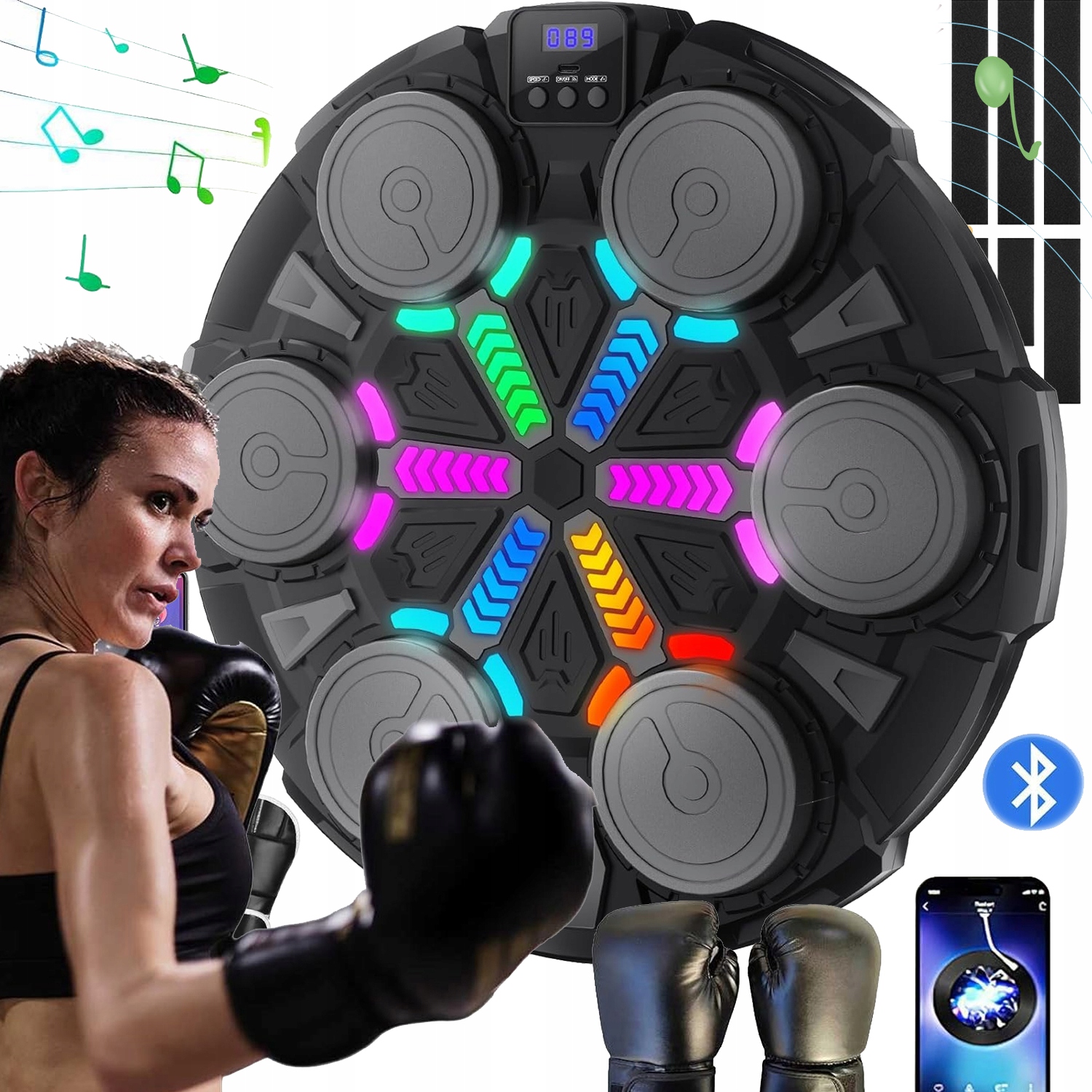 MUSIC BOXING MACHINE BLUETOOTH W TRENINGOWY ŚCIANA BOKSERSKA RGB LED USB