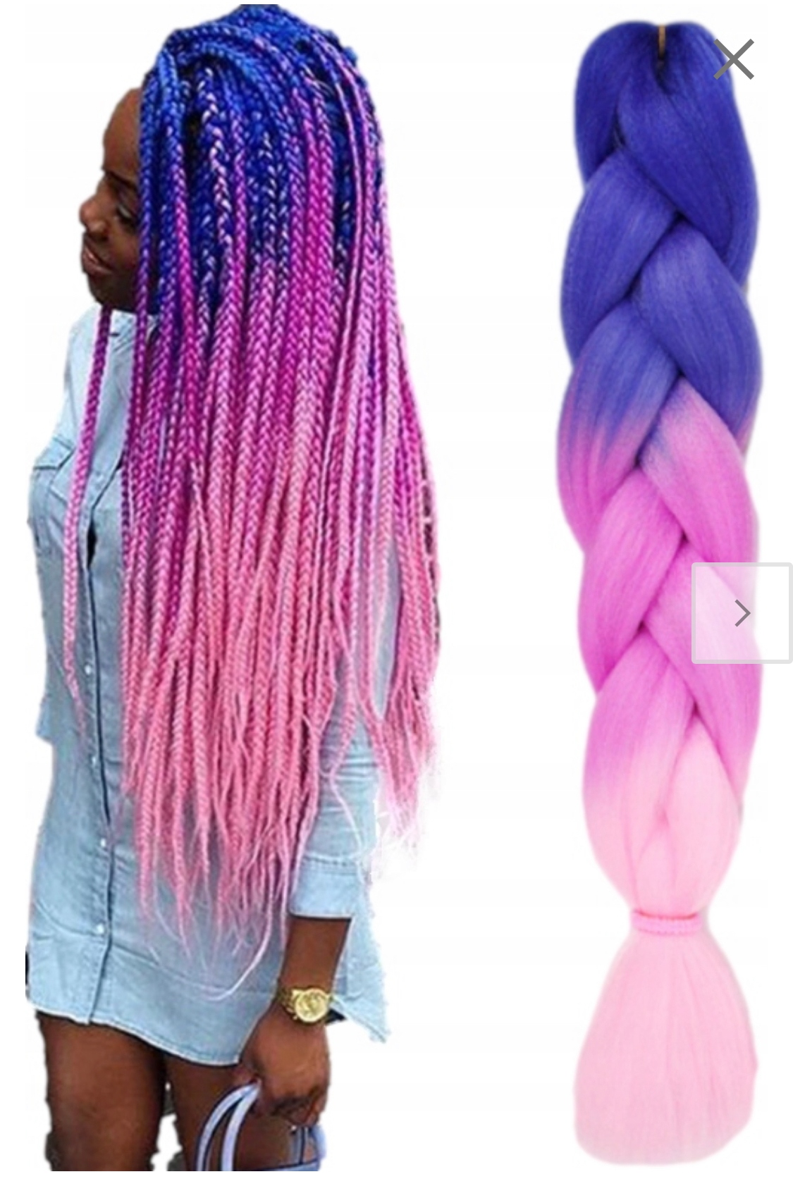 

Włosy syntetyczne warkoczyki Kolorowe Ombre 020