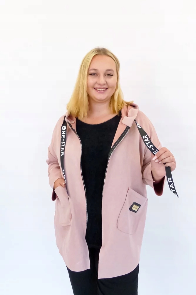 Starorůžová bunda na zip s kapucí Uni