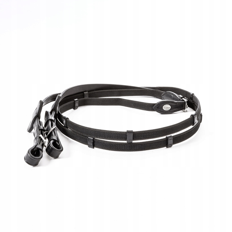 Wodze gumowane Kavalkade ze stoperami 20mm Czarny 120cm