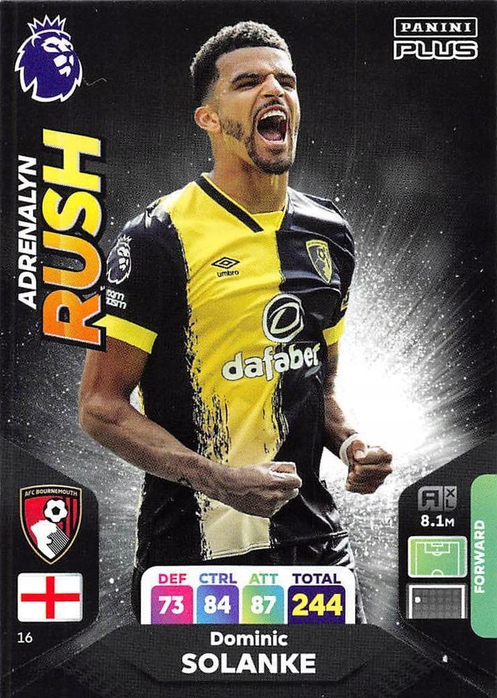 2024 Panini Premier League Plus 16 Dominic Solanke Adrenalyn Rush