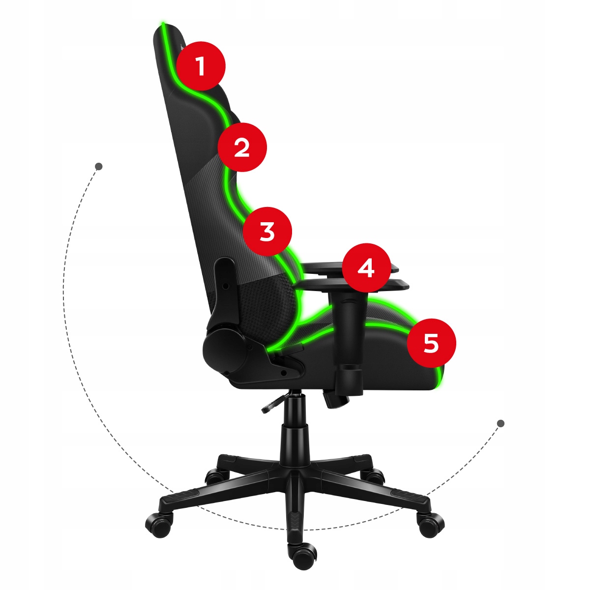 Ігрове крісло поворотне МАТЕРІАЛ HUZARO Force 6.2 RGB LED Lit Код виробника Hz-Force 6.2 RGB Mesh