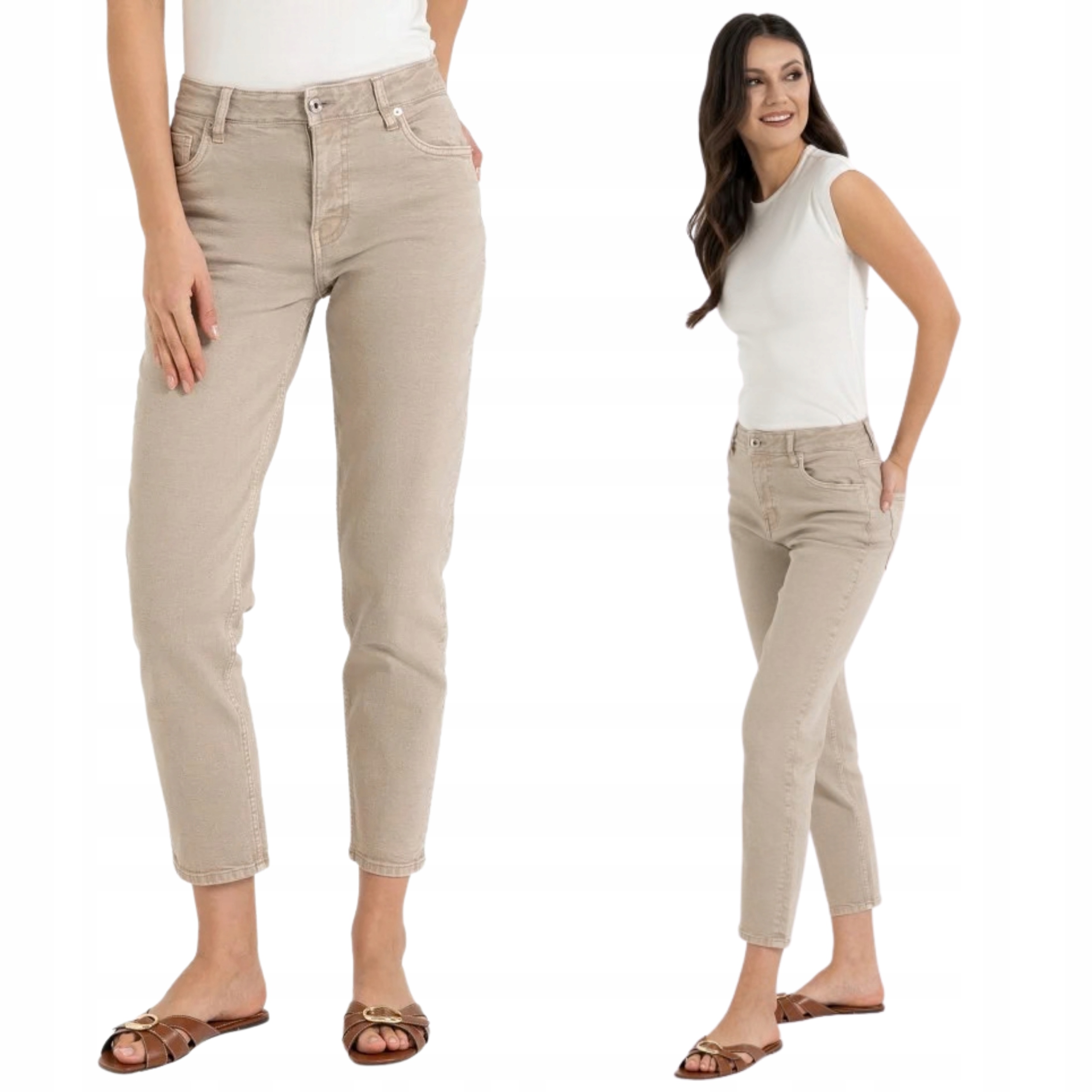 Spodnie Mom Fit Jeansy Damskie Klasyczne Mom Jeans Wysoki Stan Moraj 44