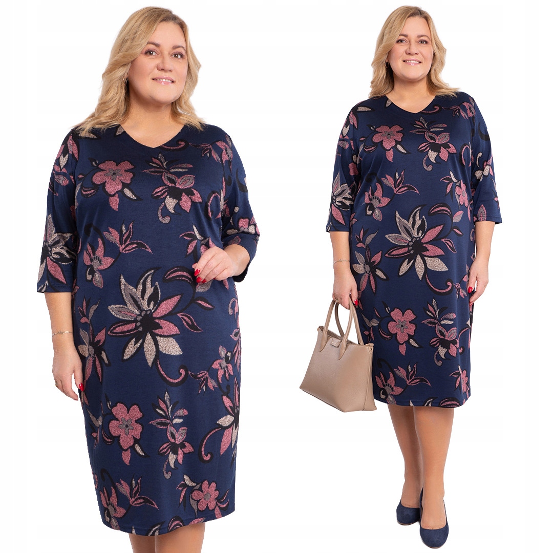 Tmavě modrá šaty s růžovými květy 54