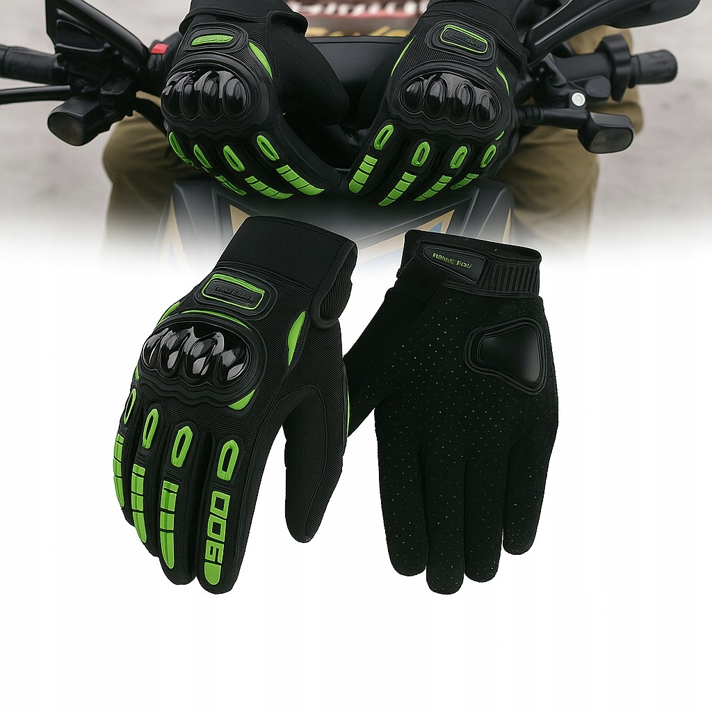 Rękawice Motocyklowe Rękawiczki Letnie Dotykowe Skuter Rower Zielony L