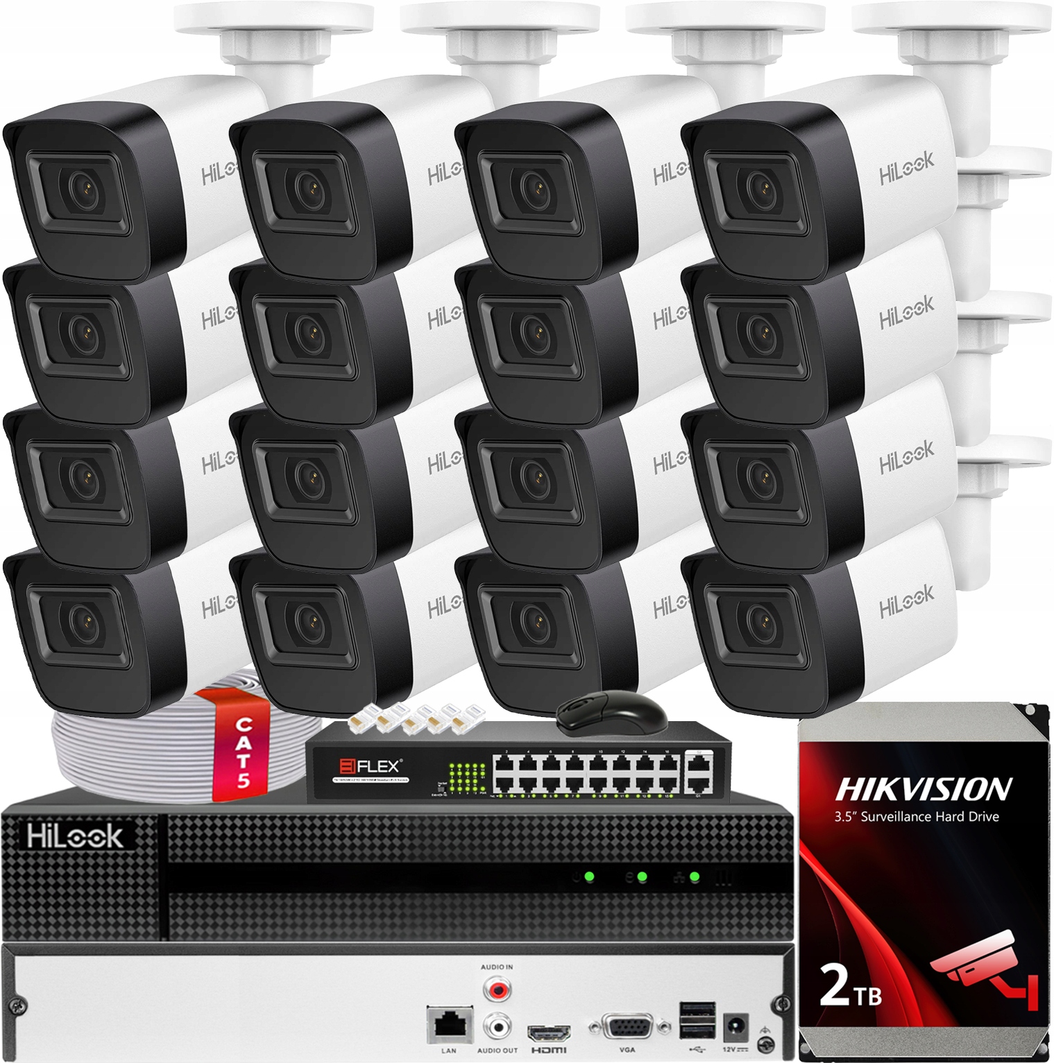 Sada pro monitorování 16x Kamera IPC-B141H-C 4Mpx HiLook od společnosti Hikvision