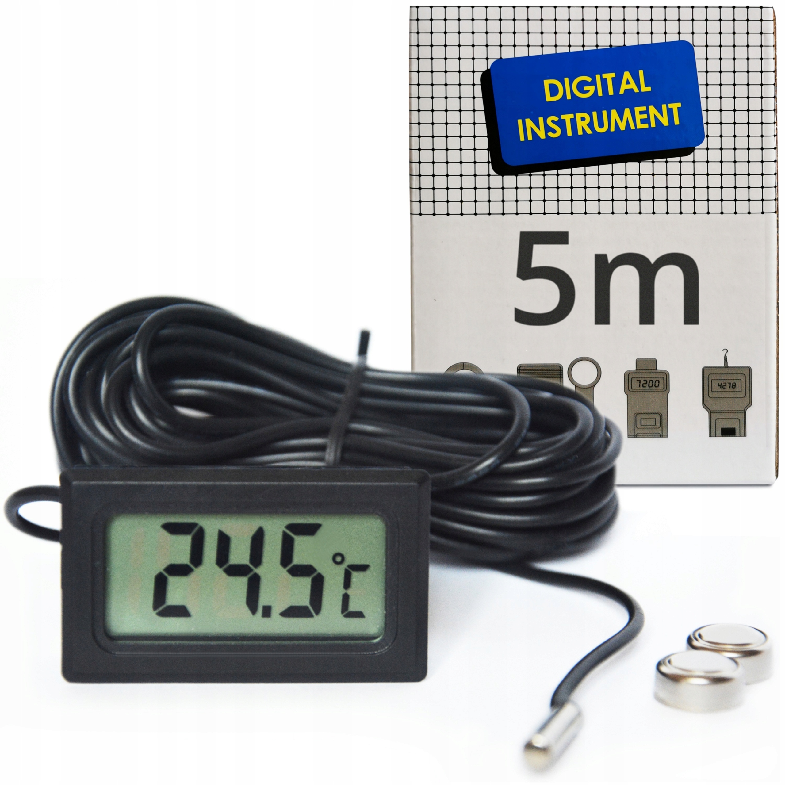 Sada 10 ks Panelových Teploměrů -50+110 Sonda S Dlouhým 5 M Kabelem