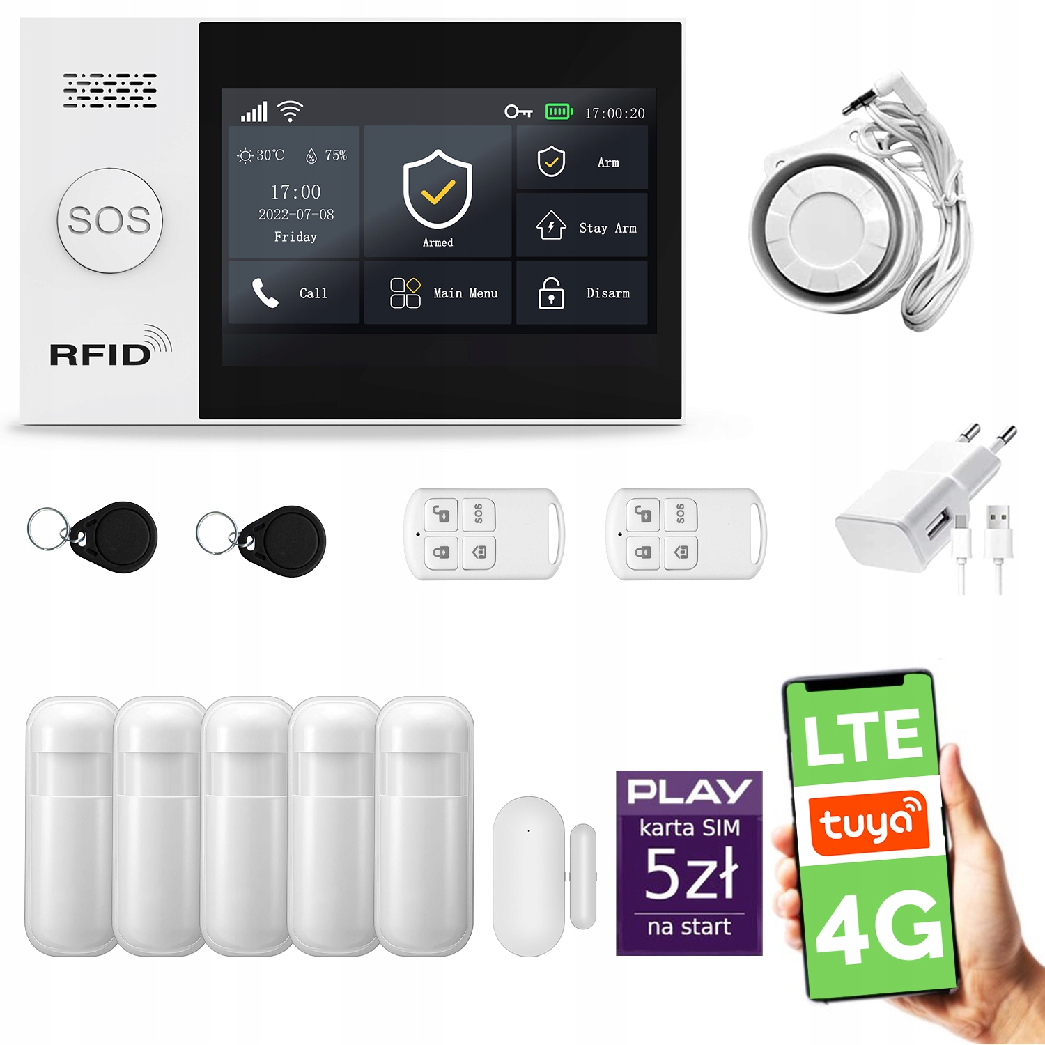 Bezdrôtový alarm WiFi Gsm 4G Lte s aplikáciou Tuya, Huxgo HXA007 4G