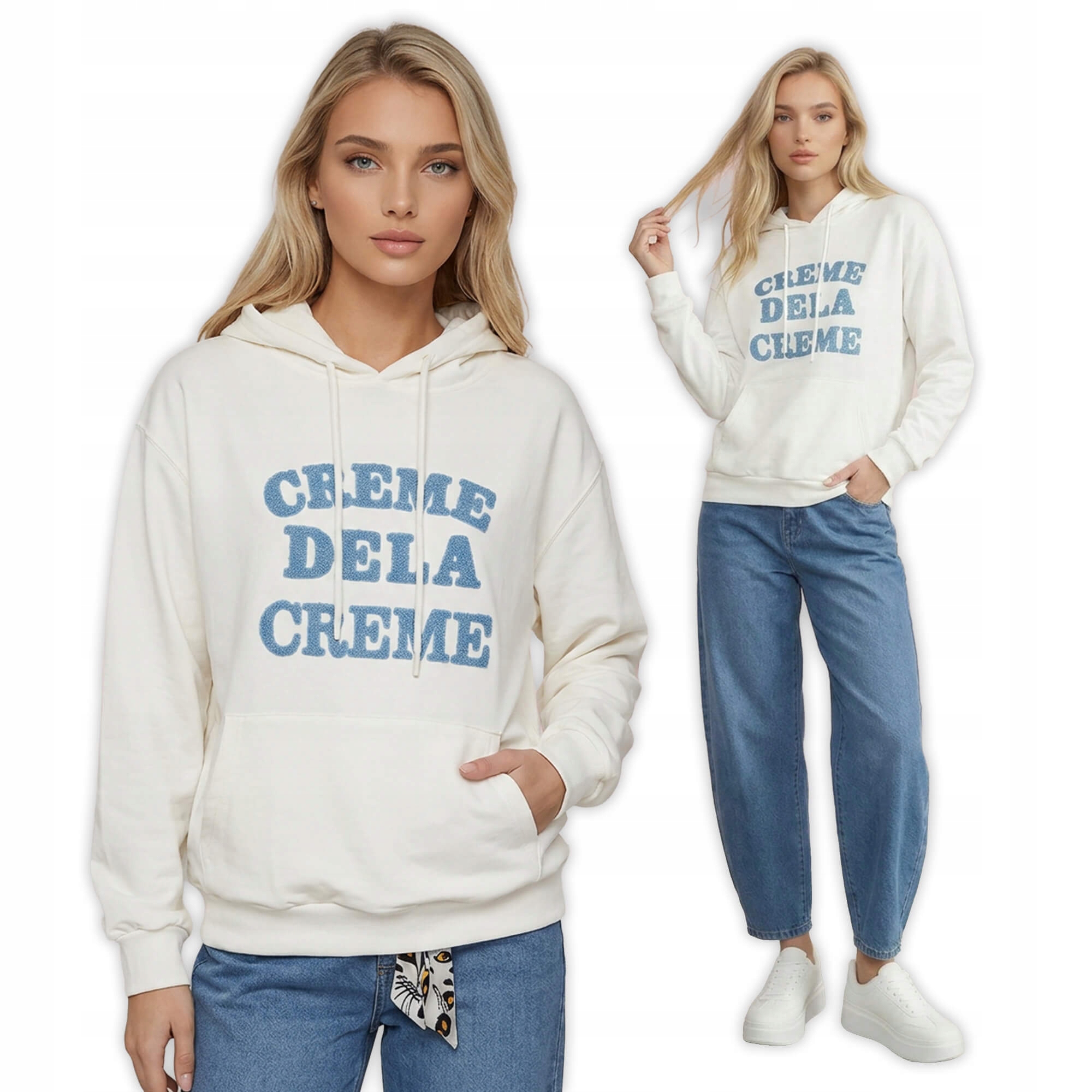 Tepláková mikina Megi klokanka s kapucí Smetanová L/XL