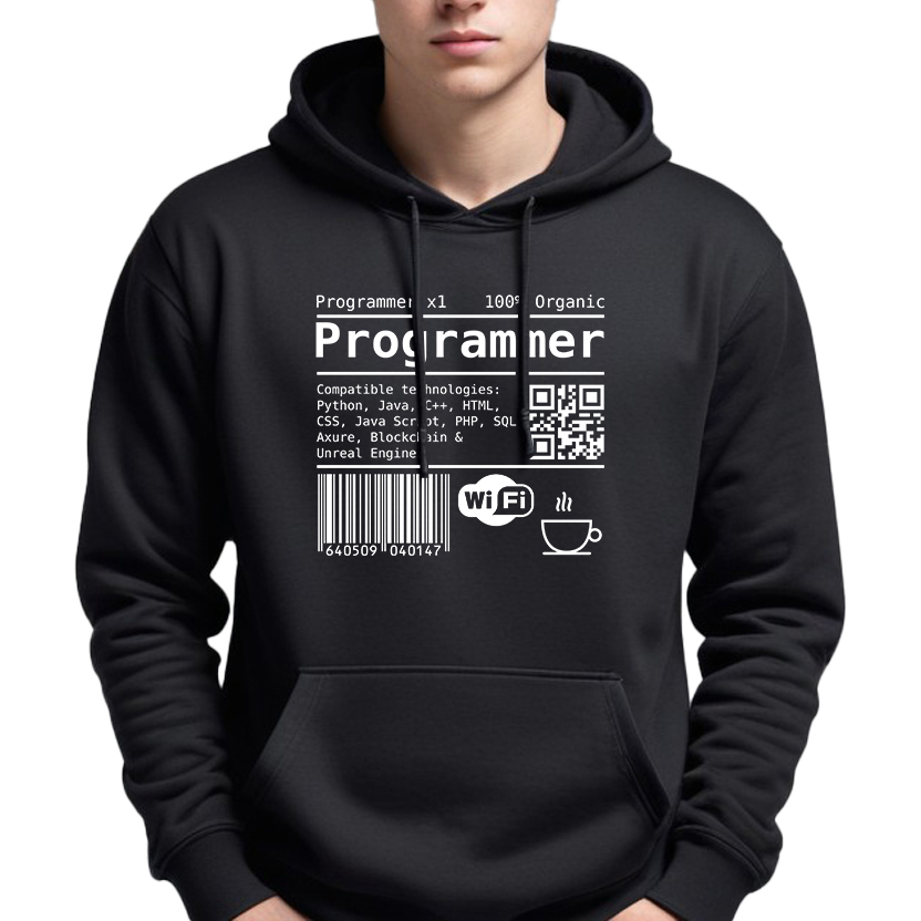 pánská mikina s kapucí Programátorská Etiketa Dárek Wz Černá Velikost L