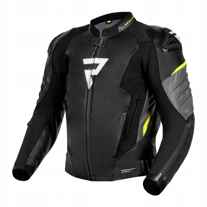 Kožená bunda Rebelhorn Veloce Black/grey/fluo Yellow žltá fluo Darčeky